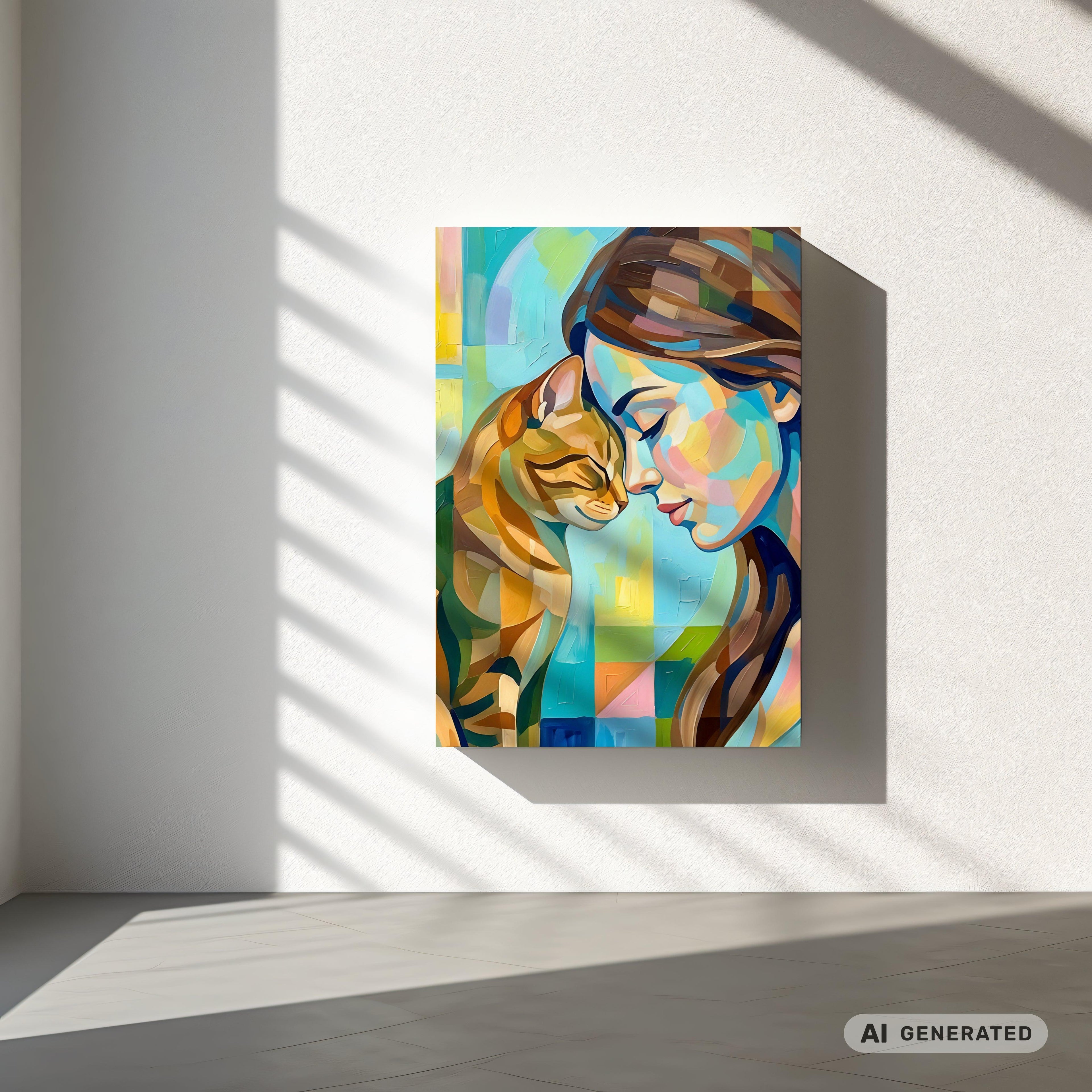 Trust – Modernes Katzenbild auf Leinwand 70 x 100 cm | Emotionale Wandkunst für KatzenliebhaberCanvas 70x100 cm / 28x40″ - Sunbeamstore