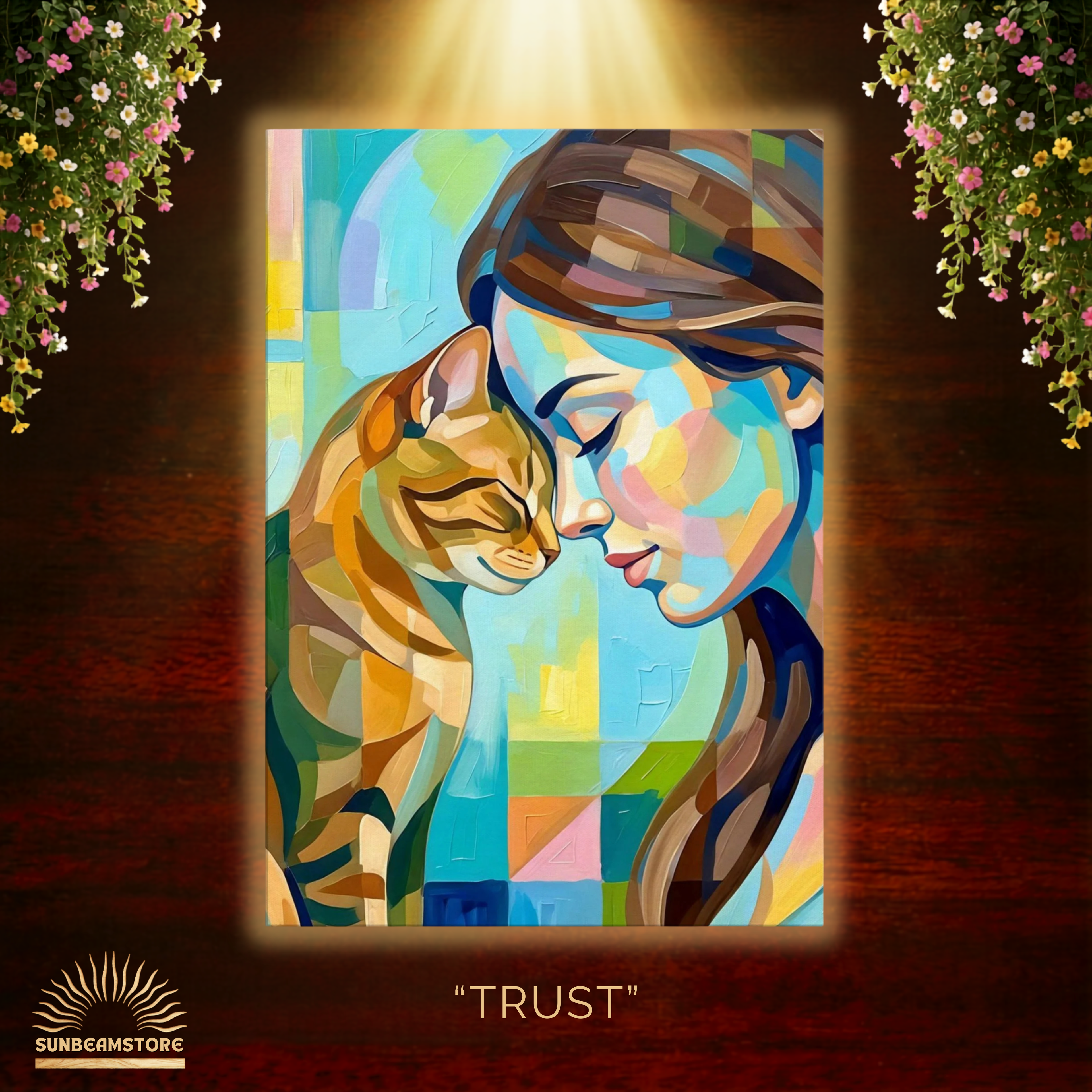 Trust – Modernes Katzenbild auf Leinwand 70 x 100 cm | Emotionale Wandkunst für KatzenliebhaberCanvas 70x100 cm / 28x40″