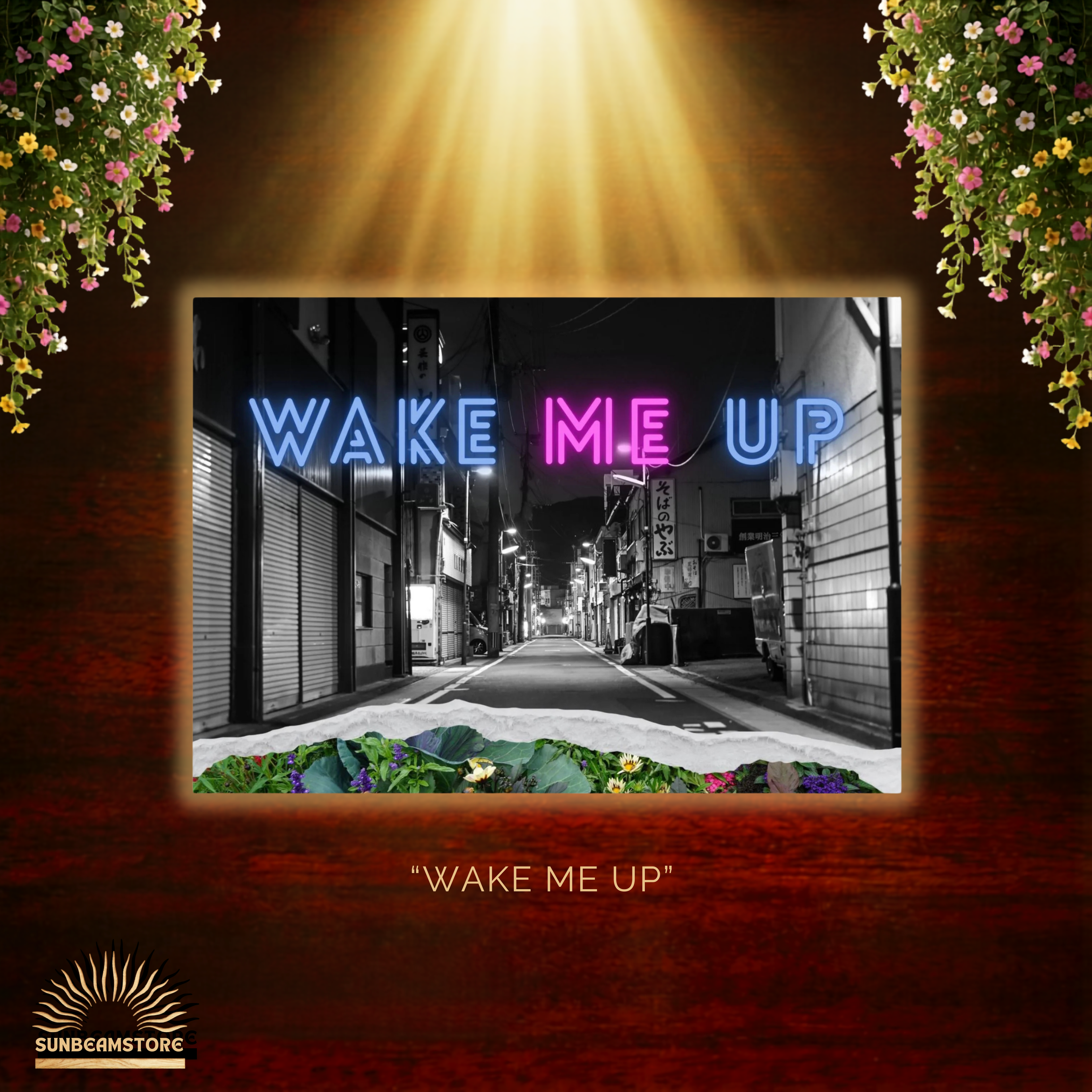 NATURE RECLAIMS Series – Part III | Wake Me Up | Schwarz-Weiß Neon Wandbild | Urban Concept Art | 70x100 cm Foam Print