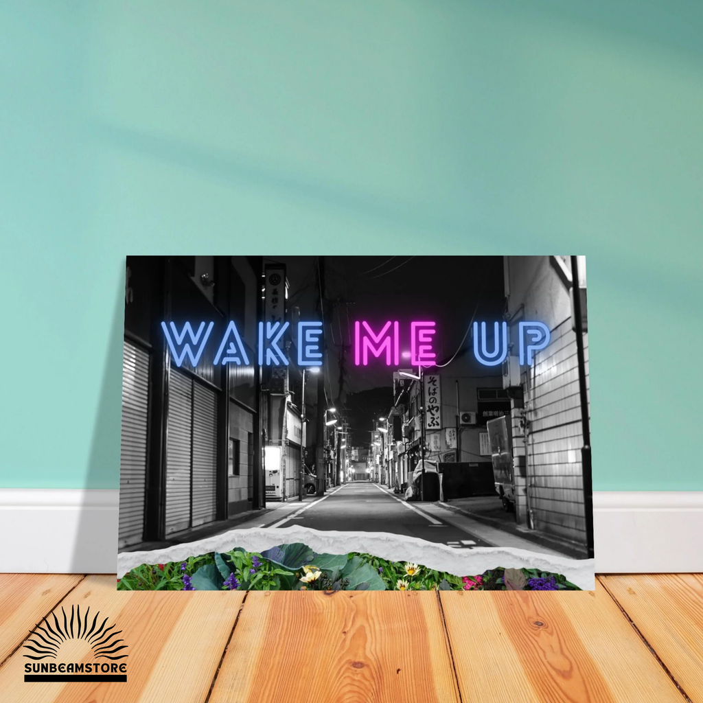 NATURE RECLAIMS Series – Part III | Wake Me Up | Schwarz-Weiß Neon Wandbild | Urban Concept Art | 70x100 cm Foam Print