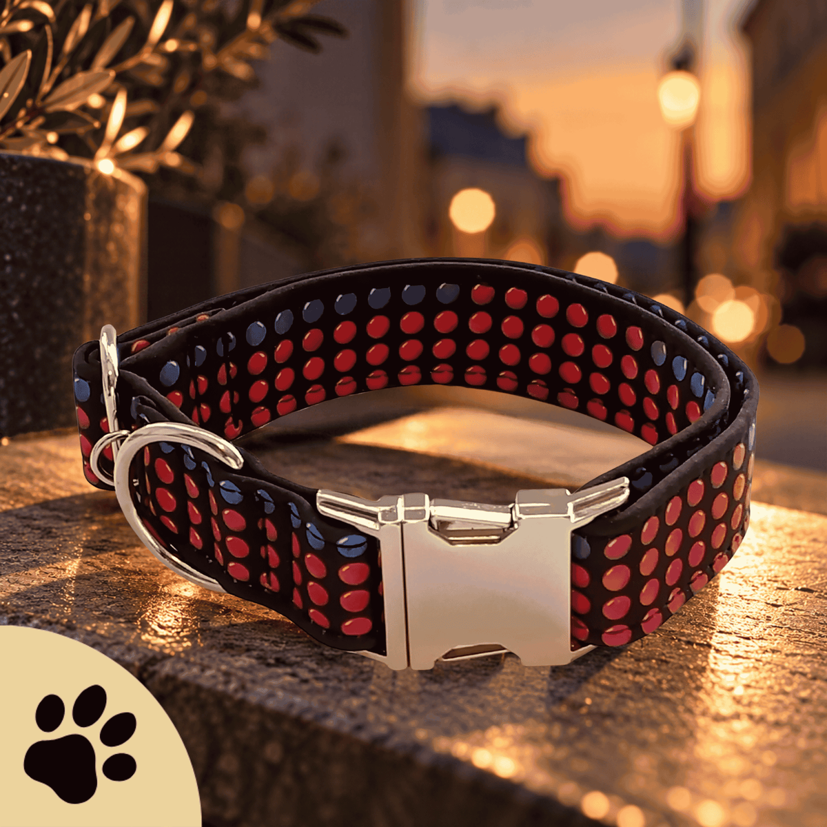 Hundehalsband "Walk & Love" buntes Halsband mit Lightspot - Design - Sunbeamstore
