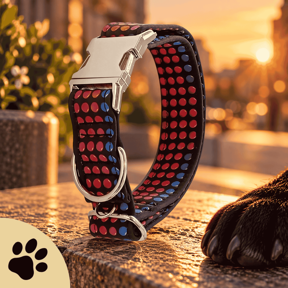 Hundehalsband "Walk & Love" buntes Halsband mit Lightspot - Design - Sunbeamstore