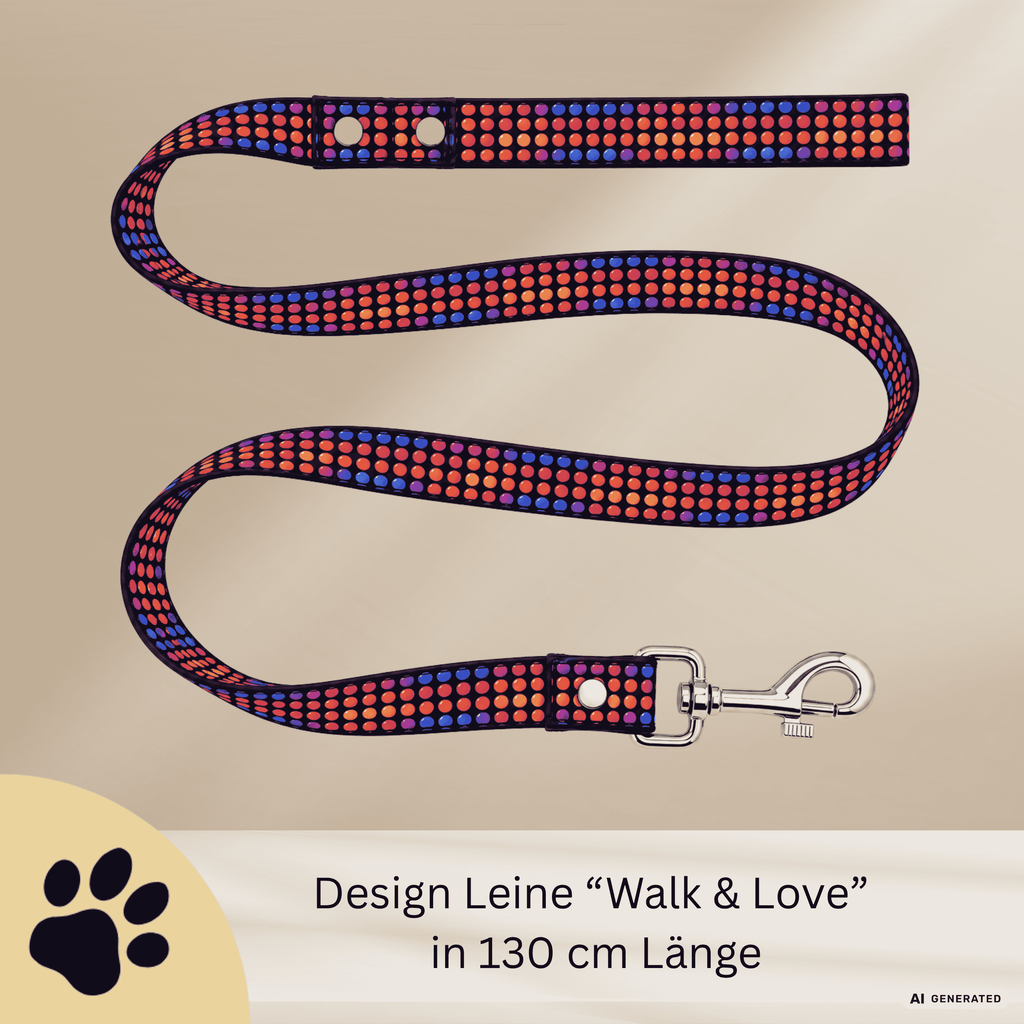 Hundeleine Walk & Love mit stylischem Punktemuster und robustem Karabiner - Sunbeamstore