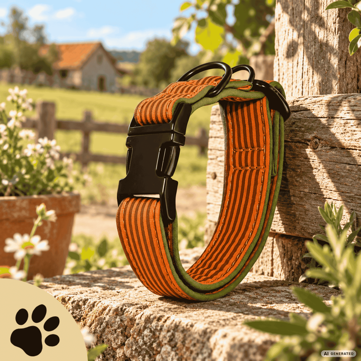 Walkies Always Fineliner – Verstellbares Hundehalsband in Orange & Grün - Sunbeamstore