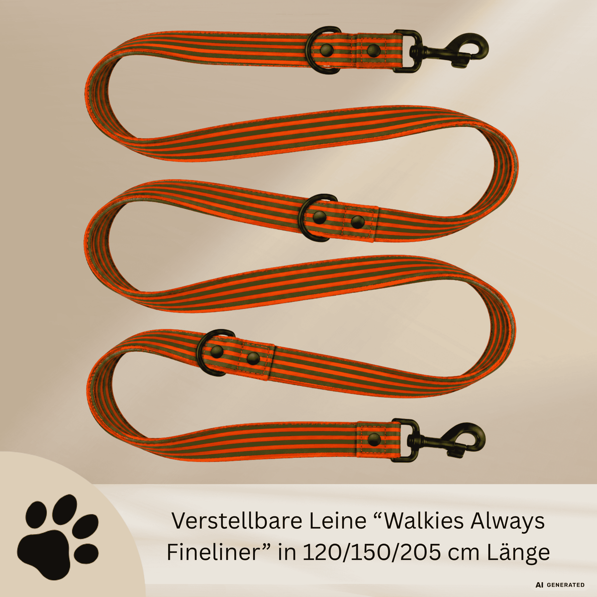 Walkies always Fineliner - Verstellbares Hundeleine in Orange & Grün - Sunbeamstore