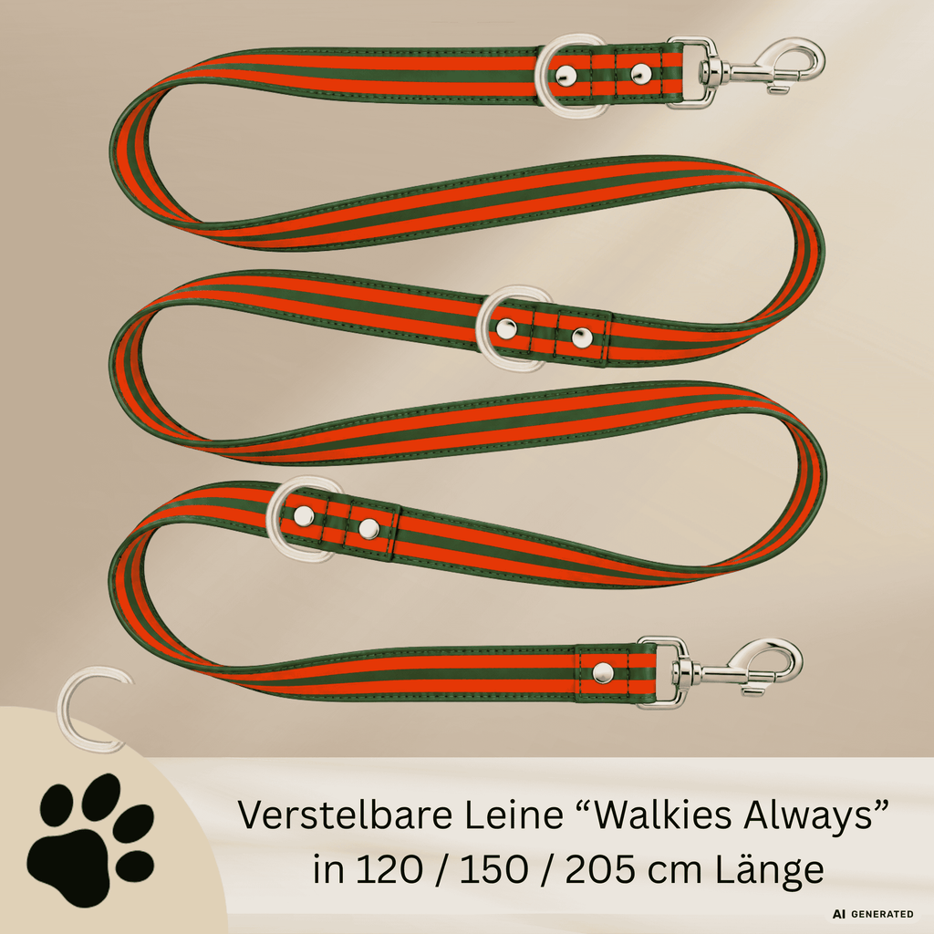 Hundeleine Walkies always - elegant gestreifte Hundeleine in orange-grün - Sunbeamstore