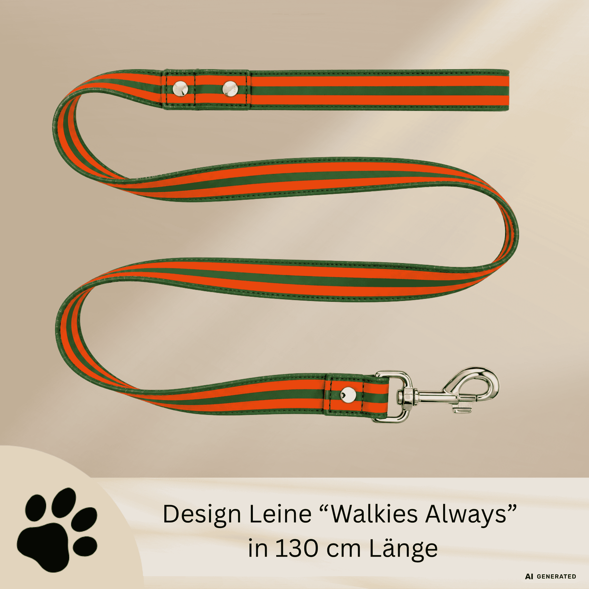 Hundeleine Walkies always - elegant gestreifte Hundeleine in orange-grün - Sunbeamstore