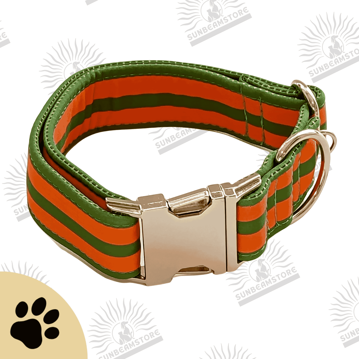 Walkies Always – Verstellbares Design-Hundehalsband | Orange-Grün | Schwarze oder silberne Steckschnalle - Sunbeamstore