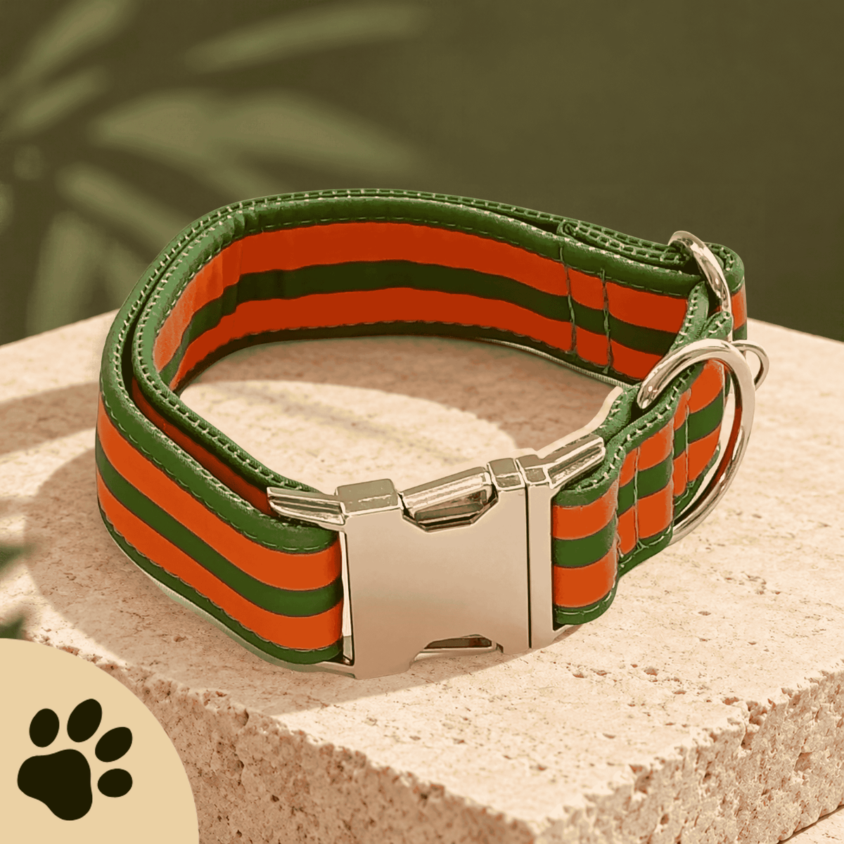 Walkies Always – Verstellbares Design-Hundehalsband | Orange-Grün | Schwarze oder silberne Steckschnalle - Sunbeamstore