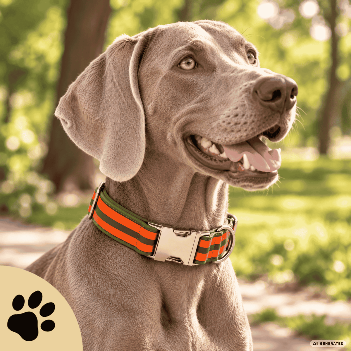Walkies Always – Verstellbares Design-Hundehalsband | Orange-Grün | Schwarze oder silberne Steckschnalle - Sunbeamstore