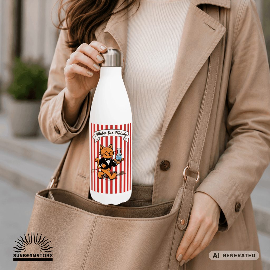 Katzen Trinkflasche "Water for Milady" | Isolierflasche 500 ml für Katzenfans - Sunbeamstore
