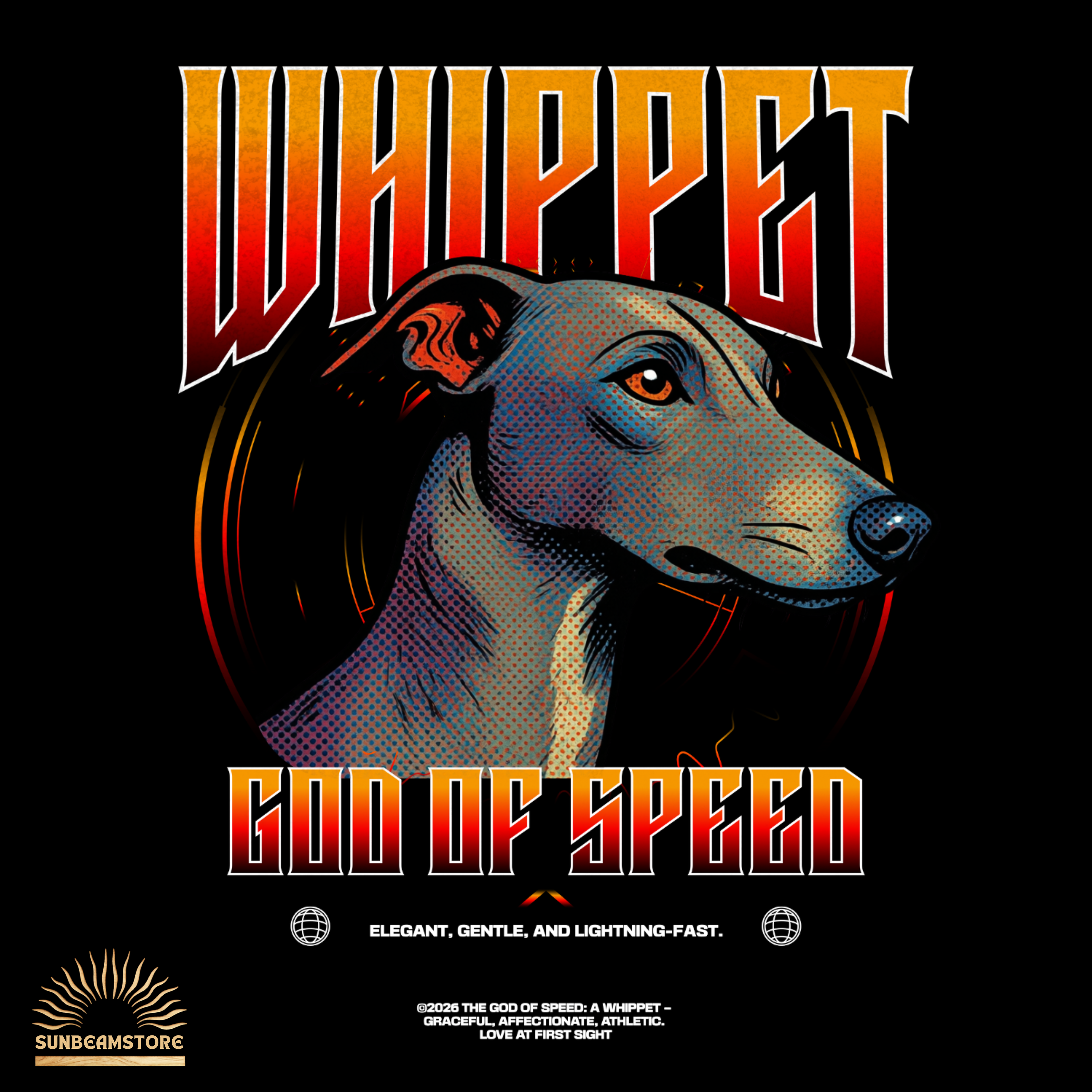 Whippet T-Shirt – Gods of Speed Series Part 1, Windhund Shirt, Whippet Geschenk, Elegantes Hundemotiv, Sighthound Shirt für Whippet Liebhaber Premium Unisex Crewneck T-shirt | Bella + Canvas 3001