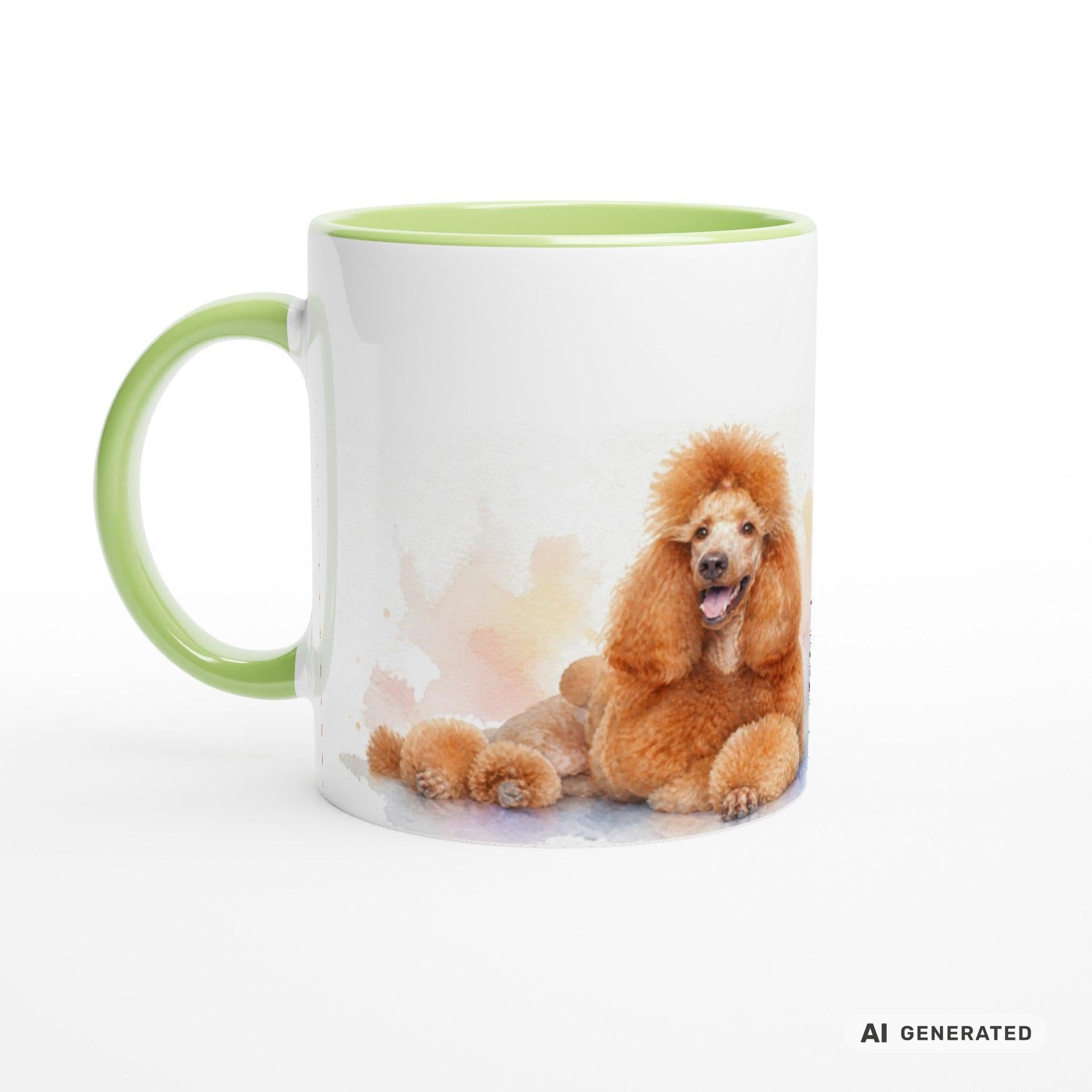 Personalisierte Pudel Tasse 11oz – Aquarell Hundemotiv mit Namen | Geschenk für Pudel Besitzer | Keramiktasse mit Farbwahl - Sunbeamstore