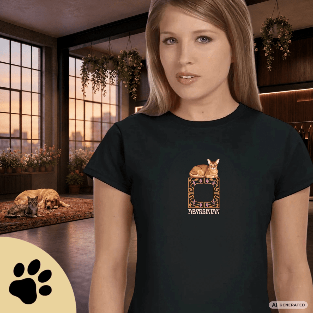 Abessinier Katzen T-Shirt Damen | Abyssinian Cat Shirt | Cat Lover Shirt | Geschenk für Katzenliebhaber - Sunbeamstore