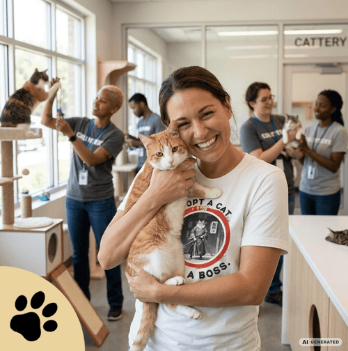 Adopt a Cat Get a Boss T-Shirt – Lustiges Katzen Shirt, Tierheim Katze, Adopt Don’t Shop, Katzenliebhaber Geschenk, Streetwear Design - Sunbeamstore