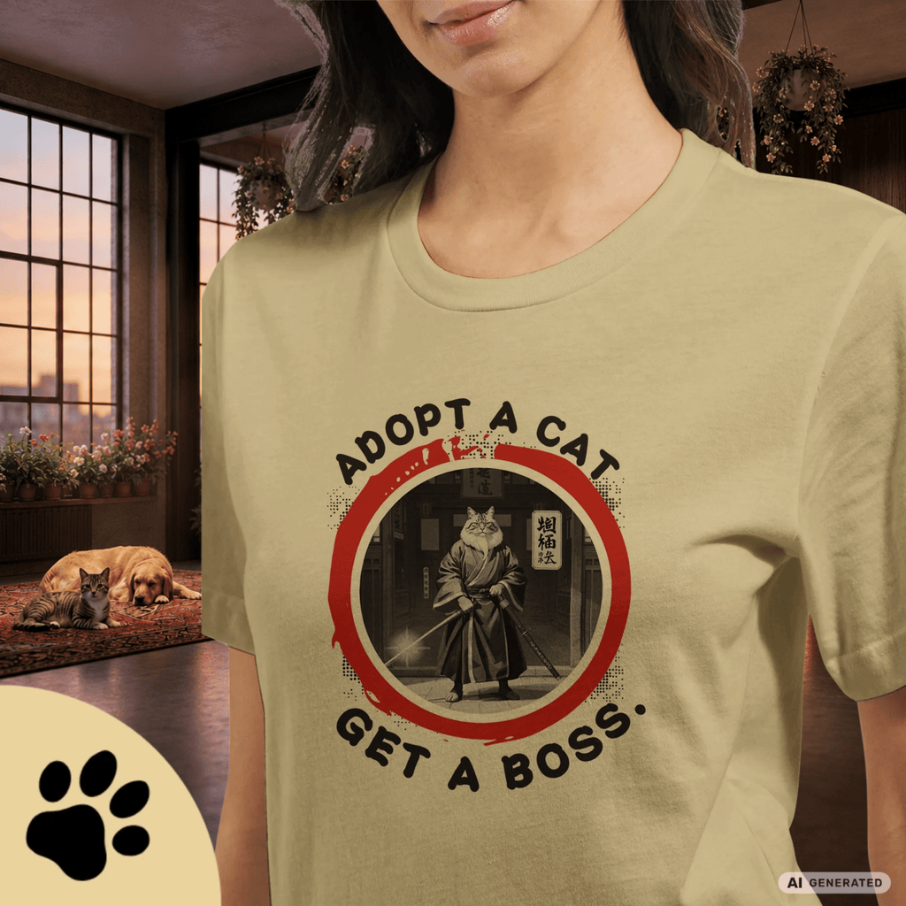 Adopt a Cat Get a Boss T-Shirt – Lustiges Katzen Shirt, Tierheim Katze, Adopt Don’t Shop, Katzenliebhaber Geschenk, Streetwear Design - Sunbeamstore