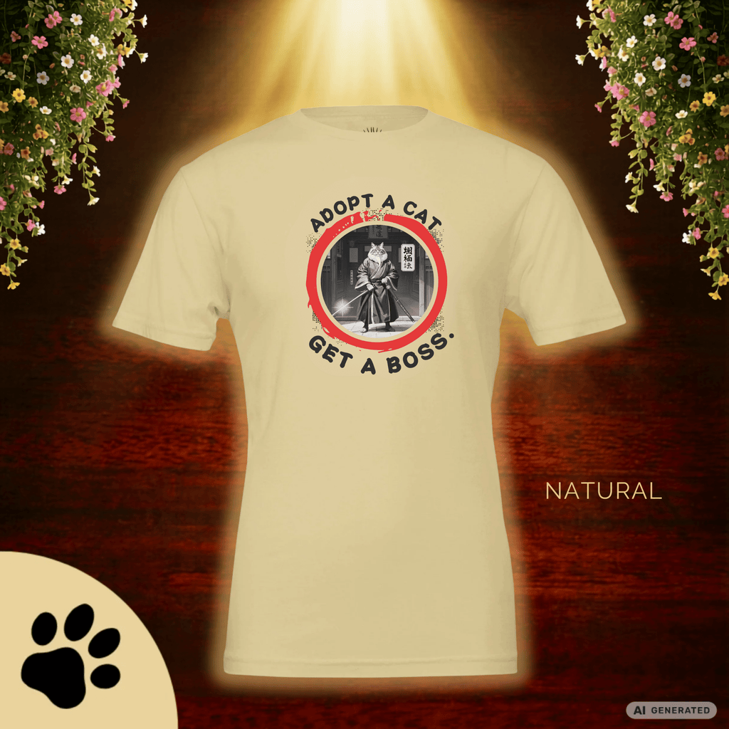 Adopt a Cat Get a Boss T-Shirt – Lustiges Katzen Shirt, Tierheim Katze, Adopt Don’t Shop, Katzenliebhaber Geschenk, Streetwear Design - Sunbeamstore