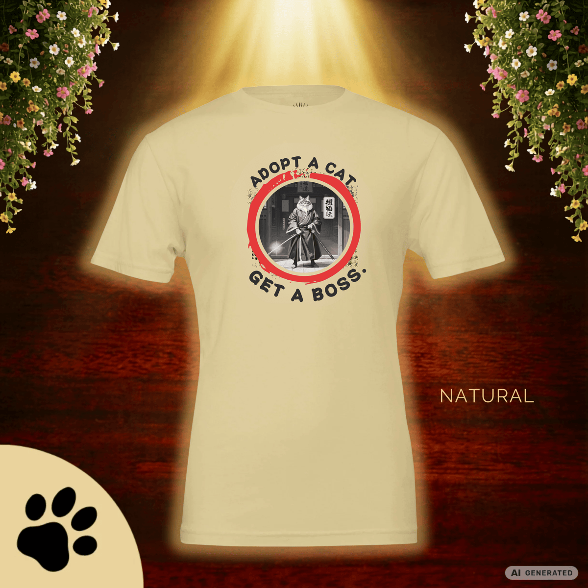 Adopt a Cat Get a Boss T-Shirt – Lustiges Katzen Shirt, Tierheim Katze, Adopt Don’t Shop, Katzenliebhaber Geschenk, Streetwear Design - Sunbeamstore