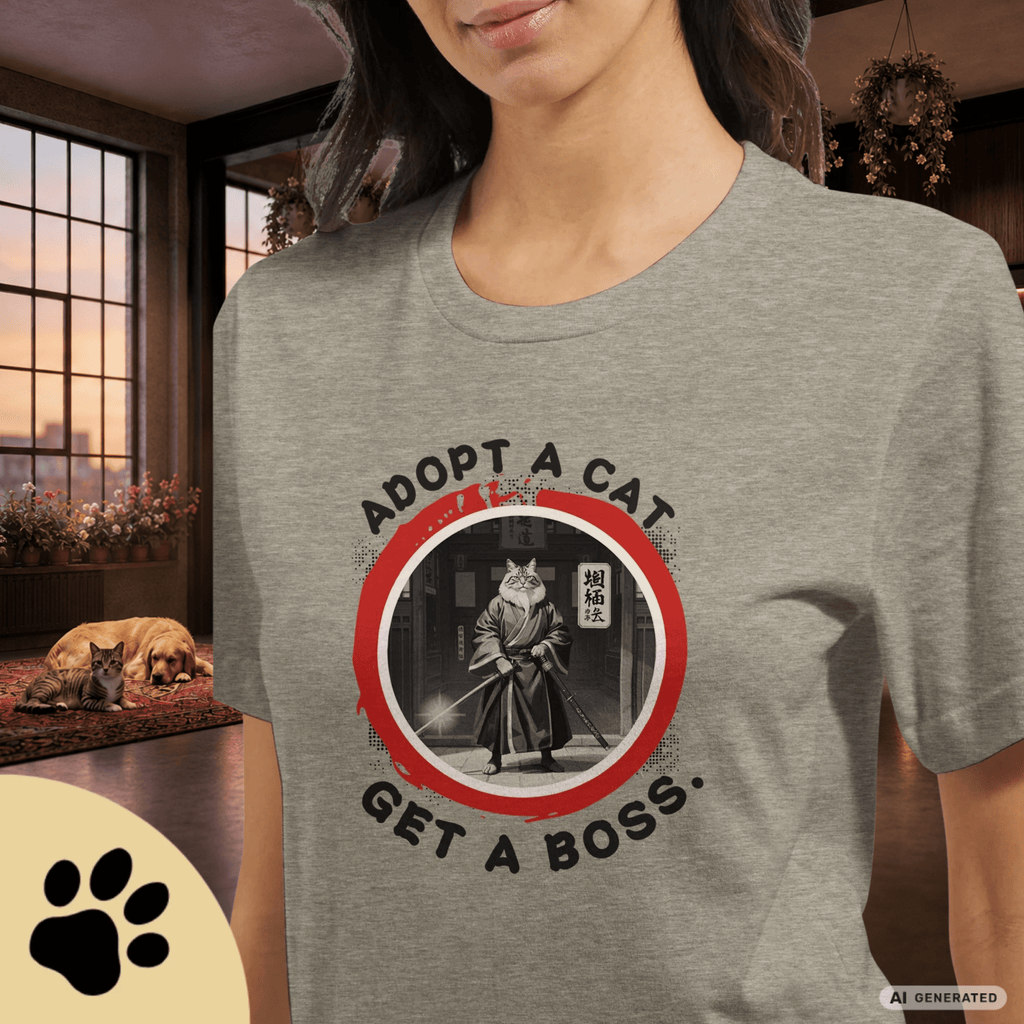 Adopt a Cat Get a Boss T-Shirt – Lustiges Katzen Shirt, Tierheim Katze, Adopt Don’t Shop, Katzenliebhaber Geschenk, Streetwear Design - Sunbeamstore