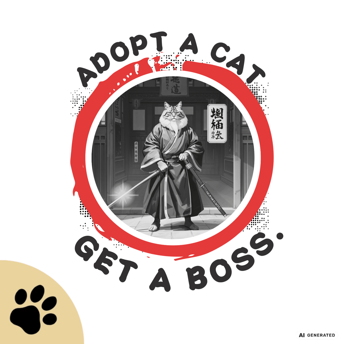Adopt a Cat Get a Boss T-Shirt – Lustiges Katzen Shirt, Tierheim Katze, Adopt Don’t Shop, Katzenliebhaber Geschenk, Streetwear Design - Sunbeamstore