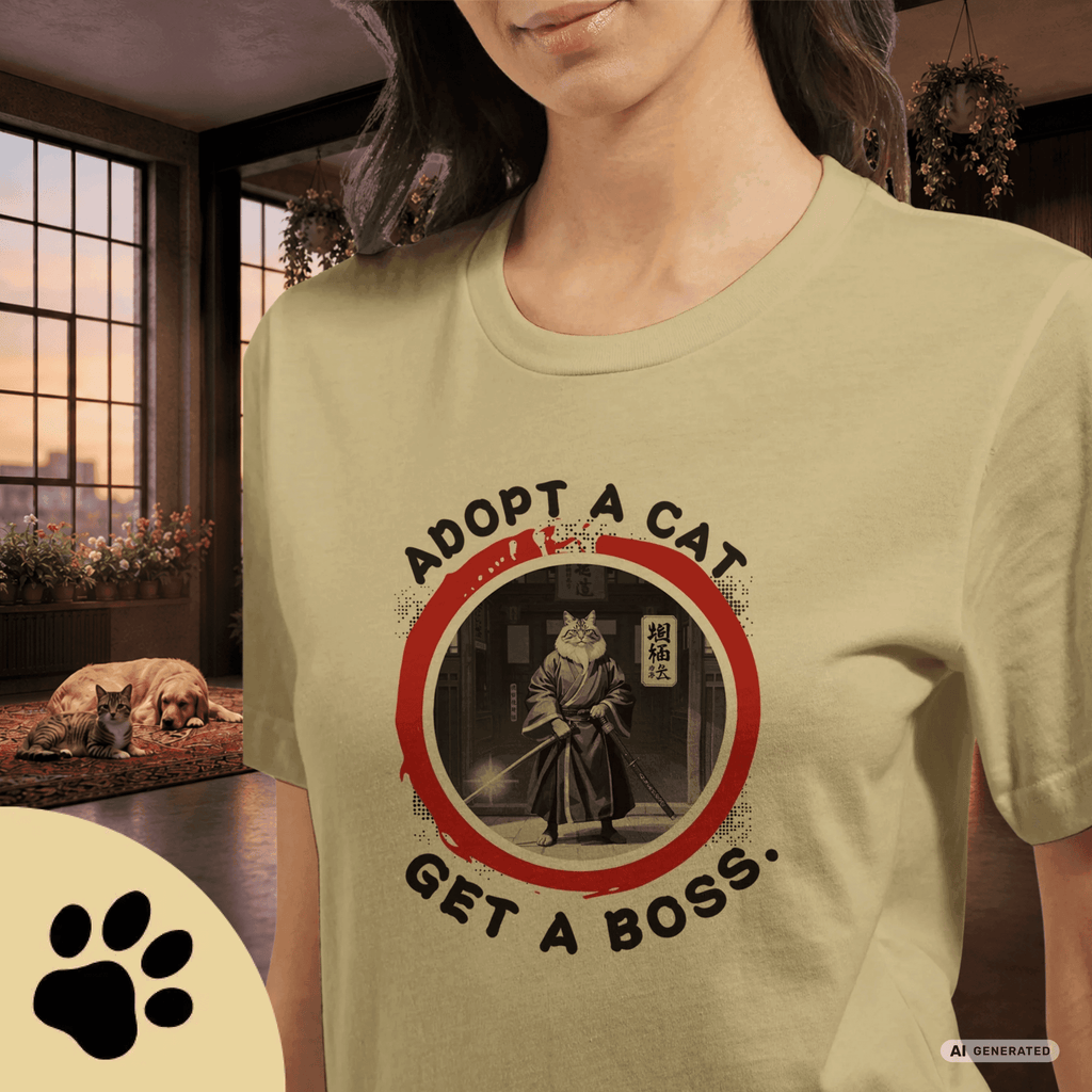 Adopt a Cat Get a Boss T-Shirt – Lustiges Katzen Shirt, Tierheim Katze, Adopt Don’t Shop, Katzenliebhaber Geschenk, Streetwear Design - Sunbeamstore