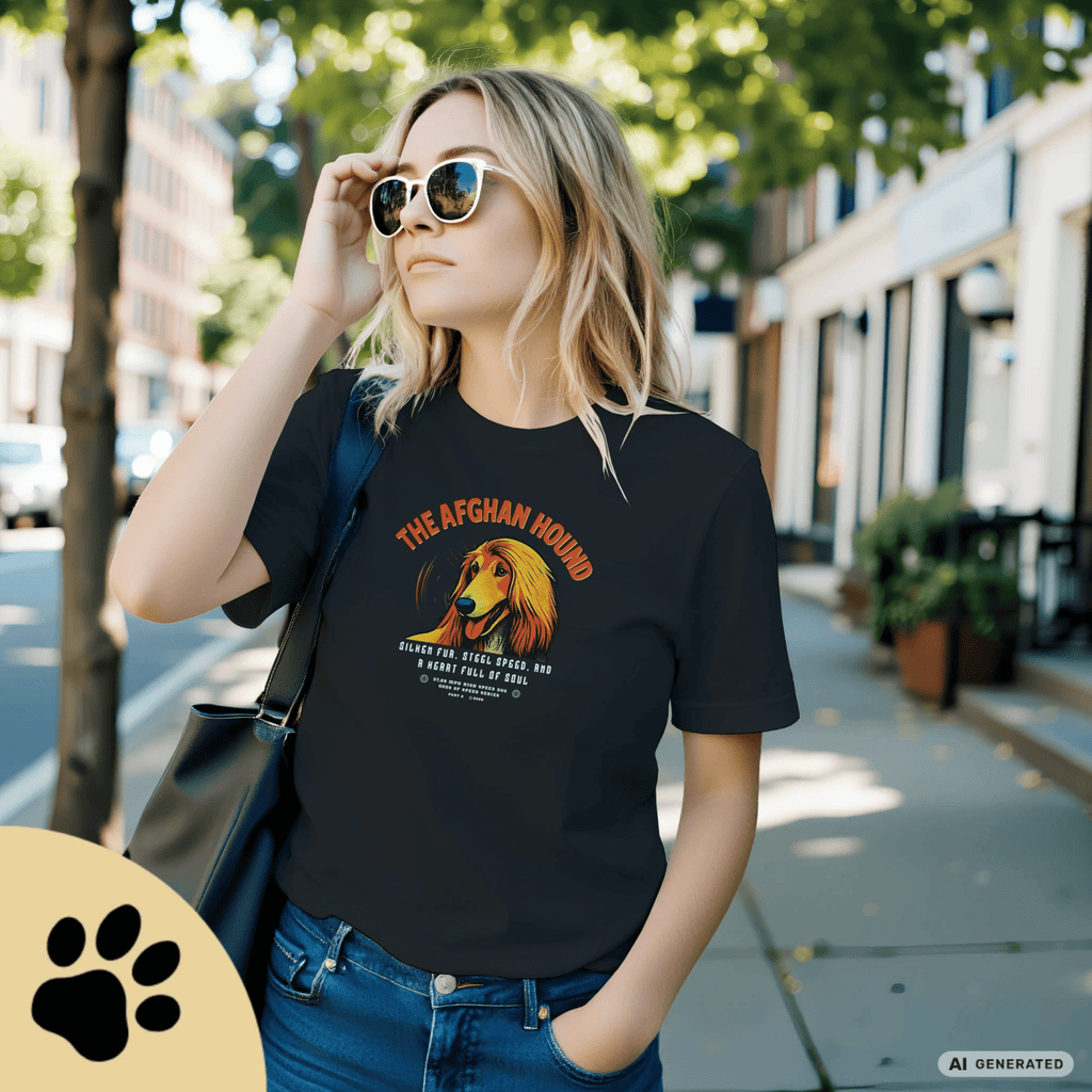 Afghanischer Windhund T-Shirt – Gods of Speed Series Part 2 T-Shirt- Silken Fur, Steel Speed and a Heart Full of Soul - Sunbeamstore