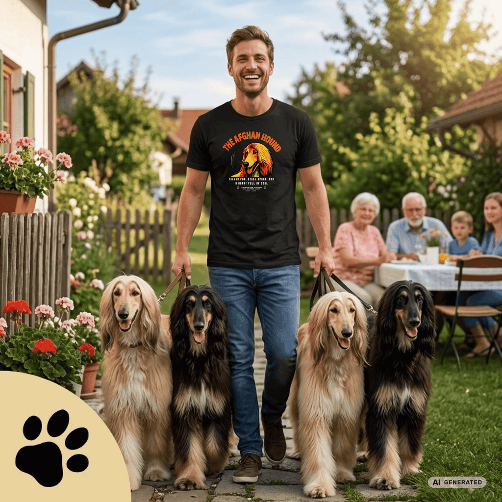 Afghanischer Windhund T-Shirt – Gods of Speed Series Part 2 T-Shirt- Silken Fur, Steel Speed and a Heart Full of Soul - Sunbeamstore