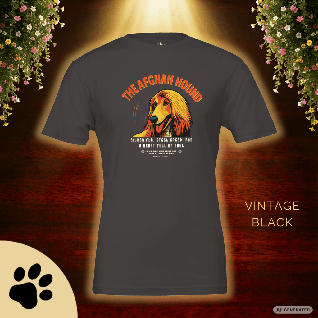 Afghanischer Windhund T-Shirt – Gods of Speed Series Part 2 T-Shirt- Silken Fur, Steel Speed and a Heart Full of Soul - Sunbeamstore