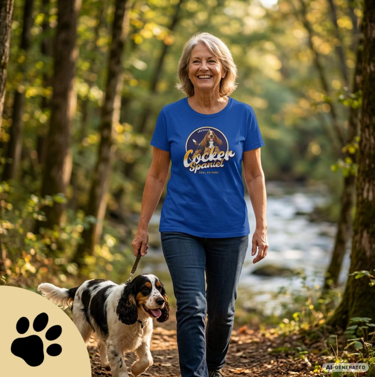 American Cocker Spaniel Premium Unisex Crewneck T-shirt | Bella + Canvas 3001 - Sunbeamstore