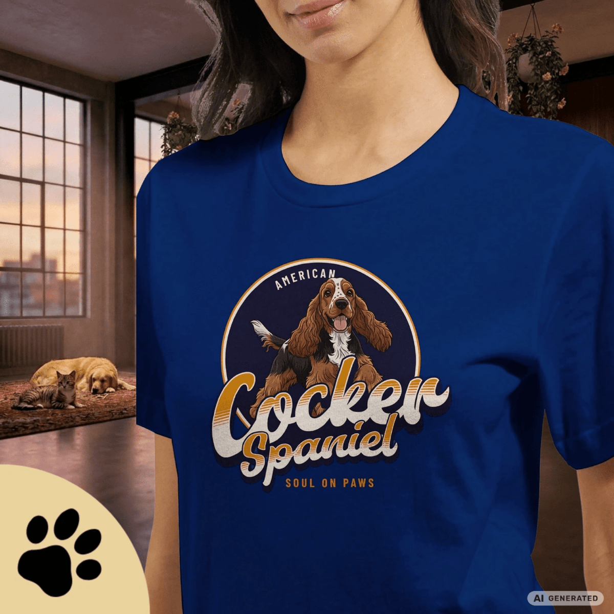 American Cocker Spaniel Premium Unisex Crewneck T-shirt | Bella + Canvas 3001 - Sunbeamstore
