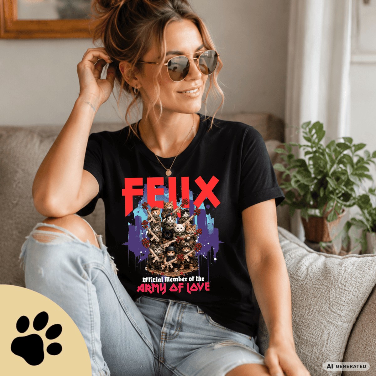 Army of Love – Personalisierbares Katzen T-Shirt | Wunschname | Geschenk für Katzenliebhaber - Sunbeamstore