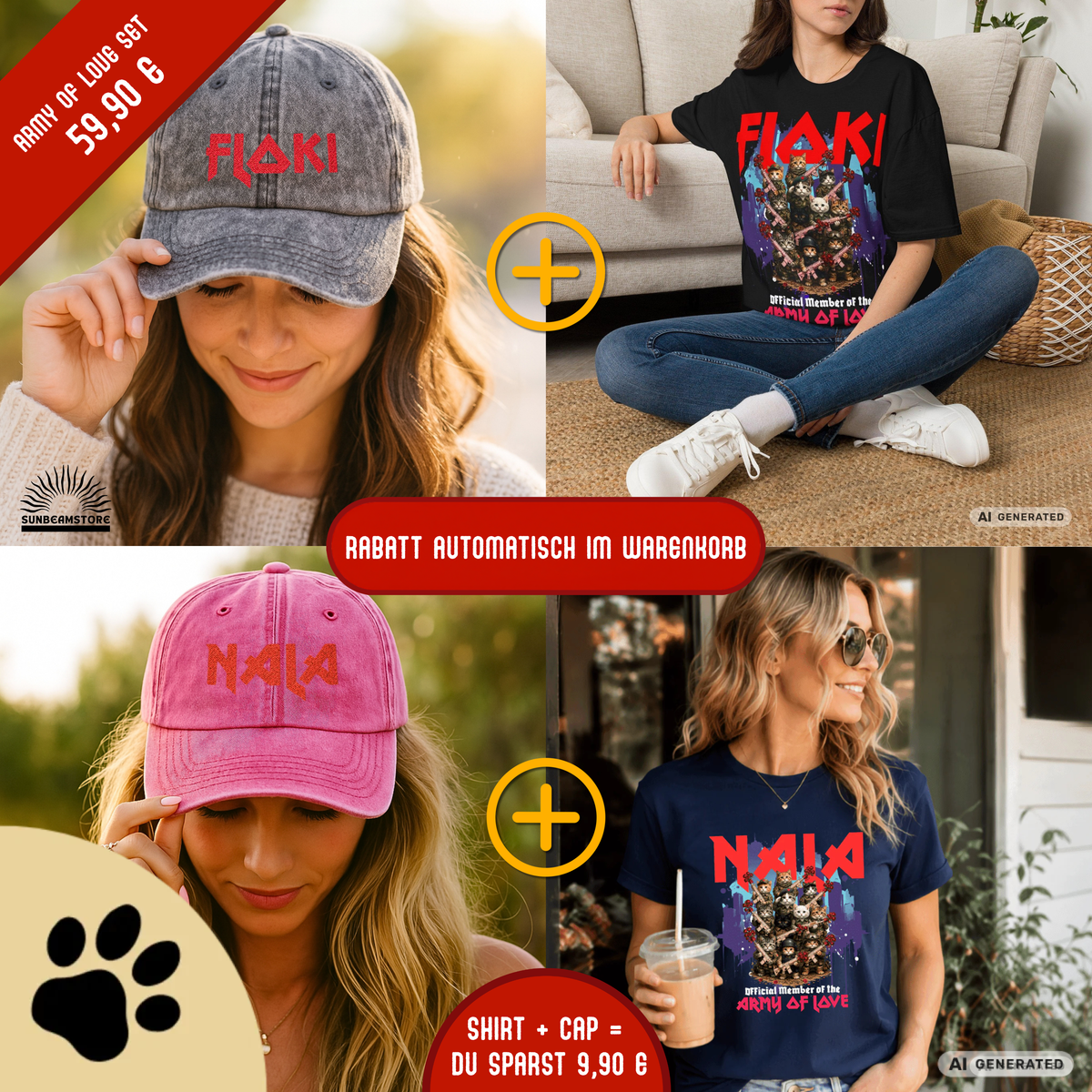 Army of Love – Personalisierbares Katzen T-Shirt | Wunschname | Geschenk für Katzenliebhaber - Sunbeamstore
