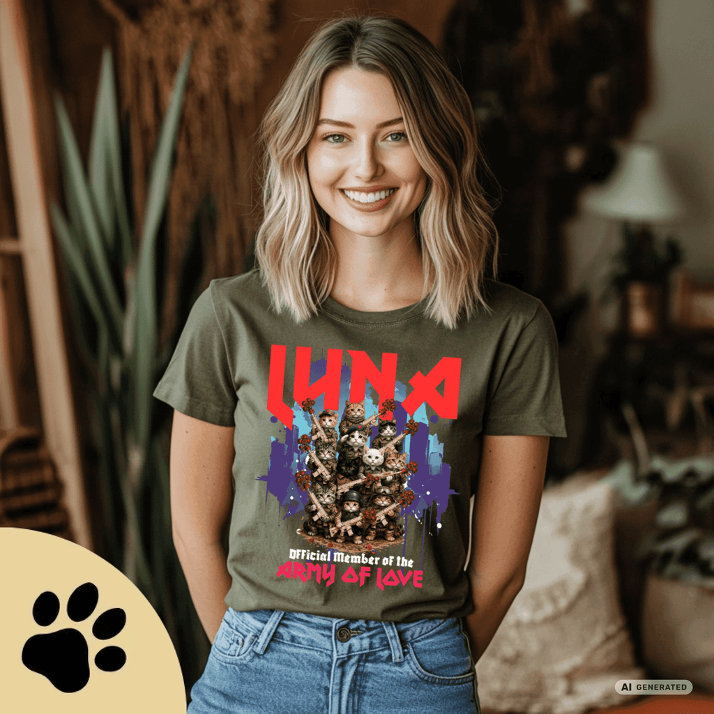 Army of Love – Personalisierbares Katzen T-Shirt | Wunschname | Geschenk für Katzenliebhaber - Sunbeamstore