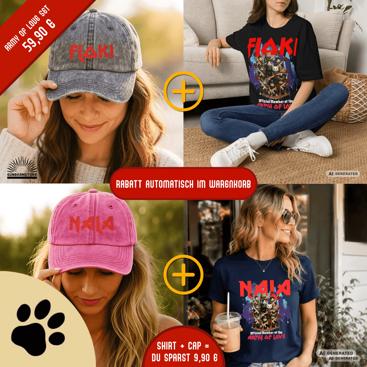 Army of Love – Personalisierbares Katzen T-Shirt | Wunschname | Geschenk für Katzenliebhaber - Sunbeamstore