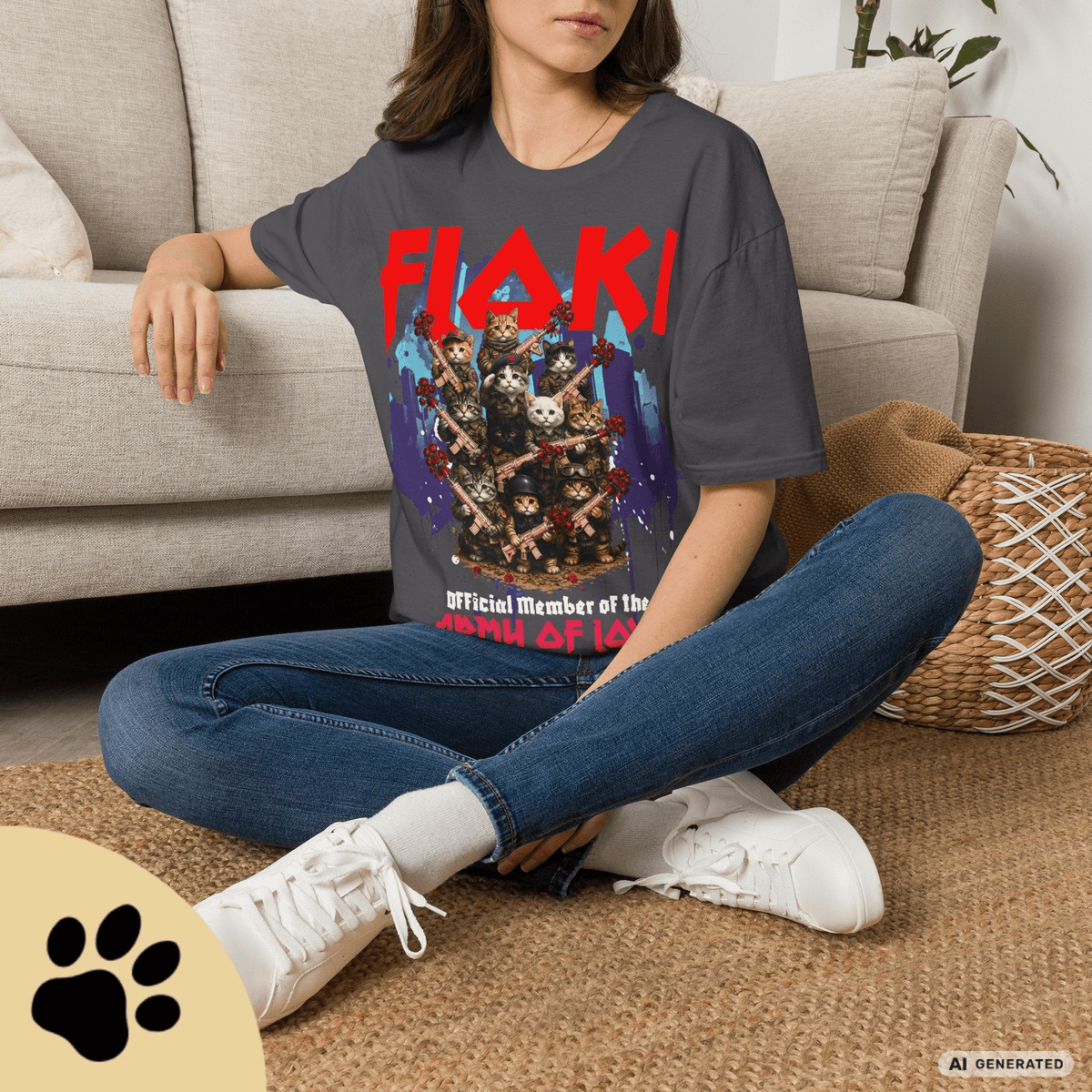 Army of Love – Personalisierbares Katzen T-Shirt | Wunschname | Geschenk für Katzenliebhaber - Sunbeamstore