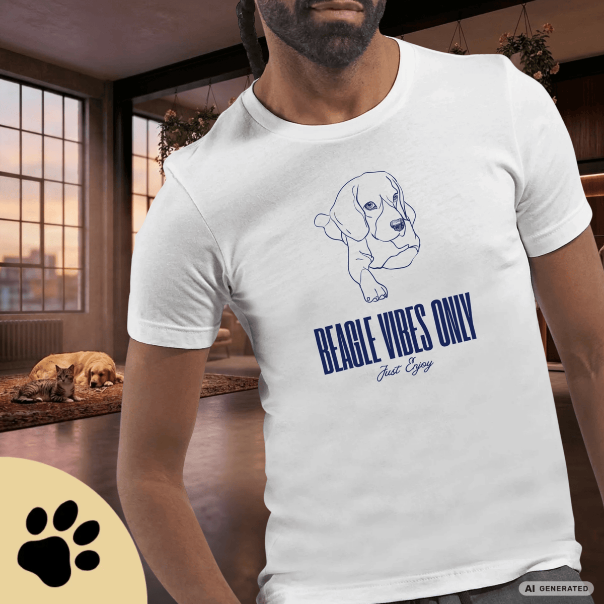 Beagle T-Shirt – „Beagle Vibes Only“ Minimalistisches Hundeshirt Premium Unisex Crewneck T-shirt | Bella + Canvas 3001 - Sunbeamstore