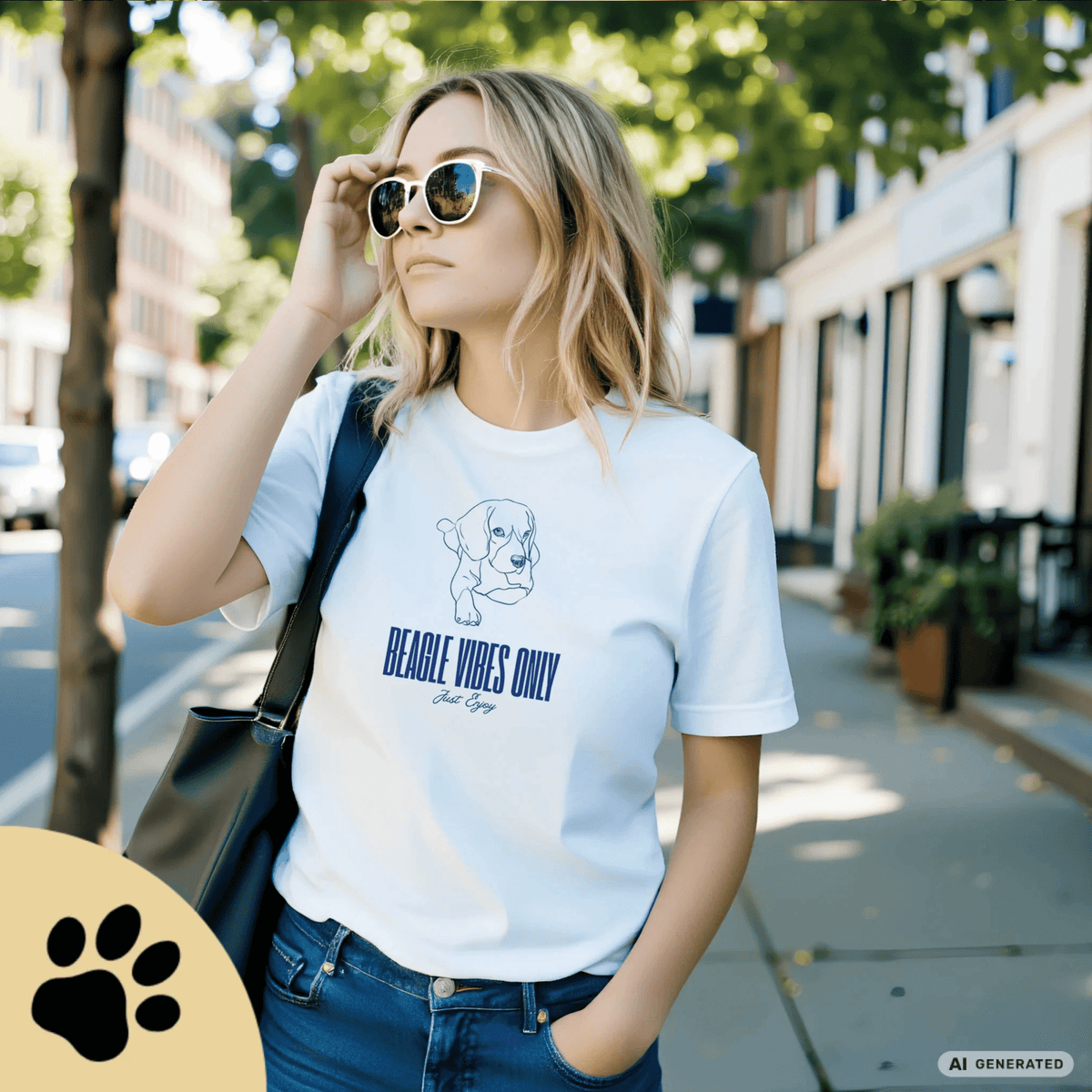 Beagle T-Shirt – „Beagle Vibes Only“ Minimalistisches Hundeshirt Premium Unisex Crewneck T-shirt | Bella + Canvas 3001 - Sunbeamstore