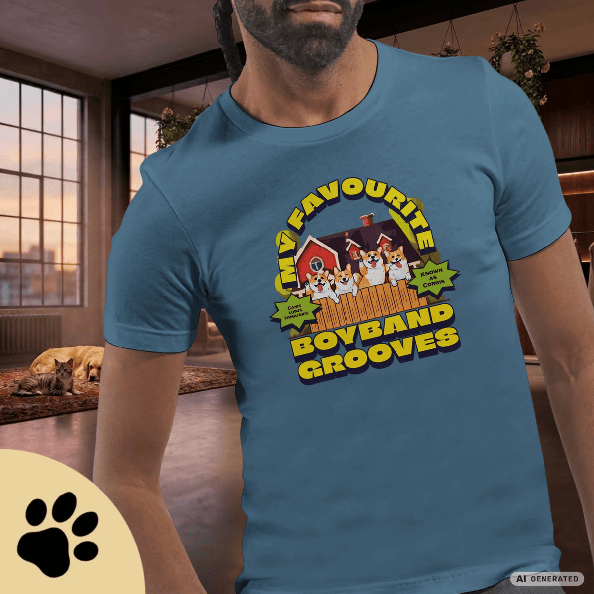 Corgi T-Shirt „My Favourite Boyband Grooves“ – Lustiges Hunde Shirt – Geschenk für Corgi Liebhaber – Premium Unisex Crewneck T-shirt | Bella + Canvas 3001 - Sunbeamstore