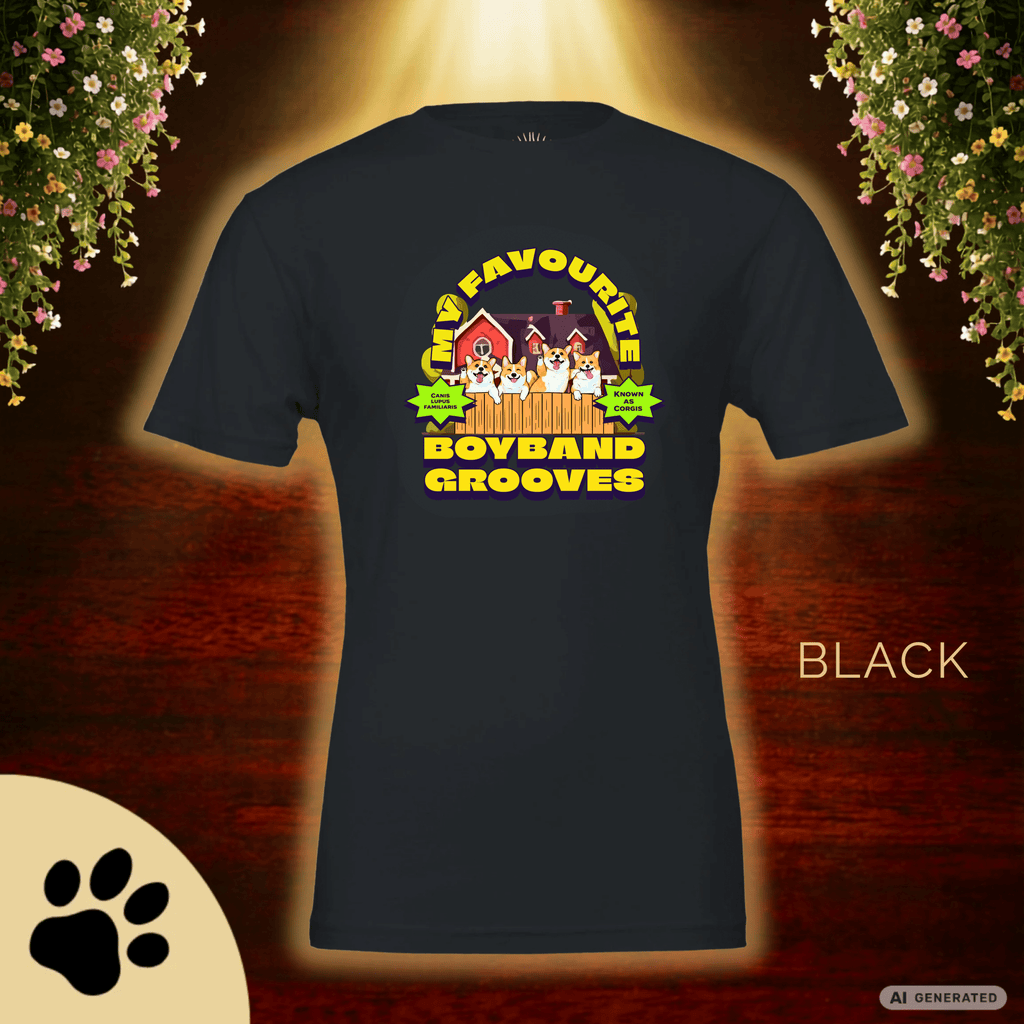 Corgi T-Shirt „My Favourite Boyband Grooves“ – Lustiges Hunde Shirt – Geschenk für Corgi Liebhaber – Premium Unisex Crewneck T-shirt | Bella + Canvas 3001 - Sunbeamstore