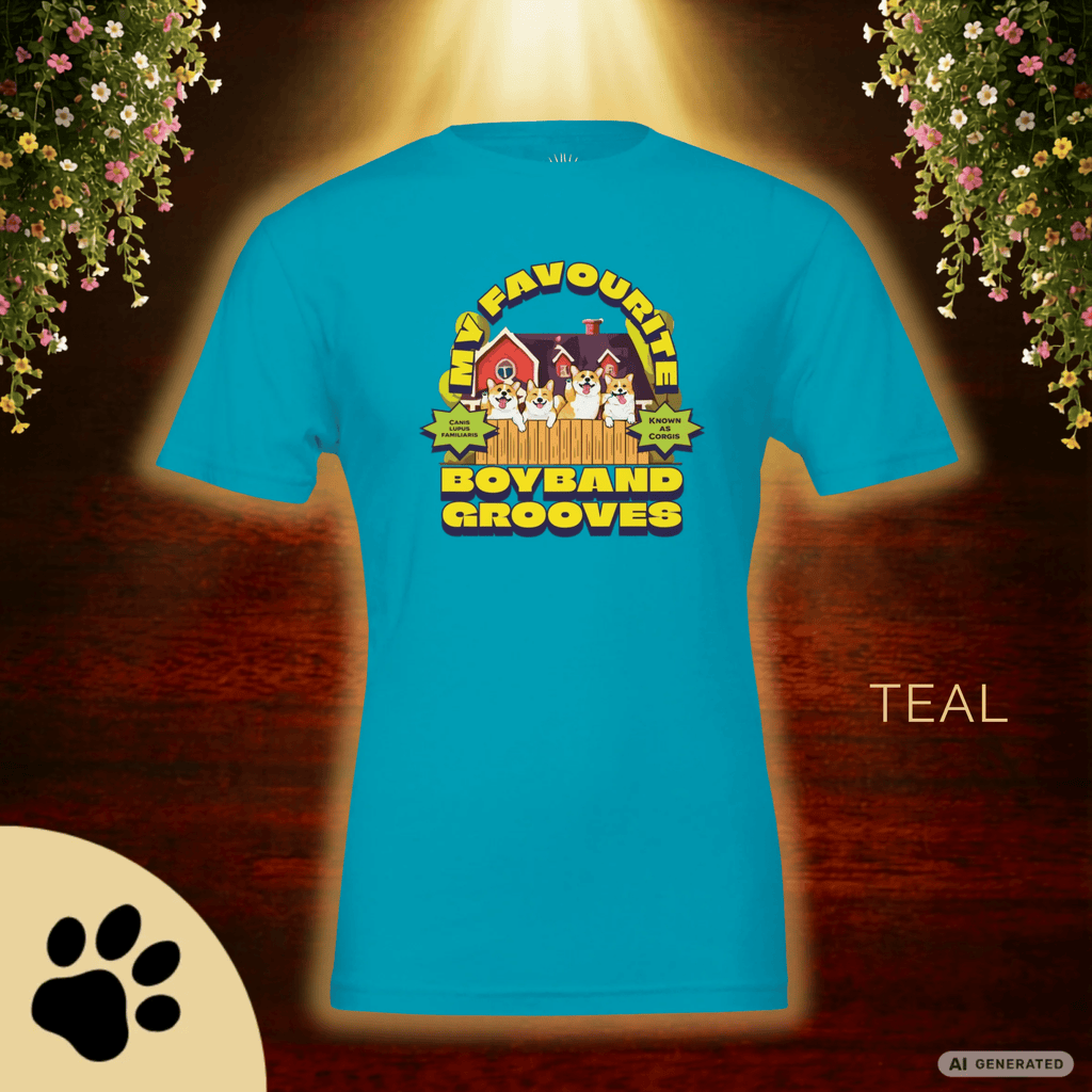 Corgi T-Shirt „My Favourite Boyband Grooves“ – Lustiges Hunde Shirt – Geschenk für Corgi Liebhaber – Premium Unisex Crewneck T-shirt | Bella + Canvas 3001 - Sunbeamstore