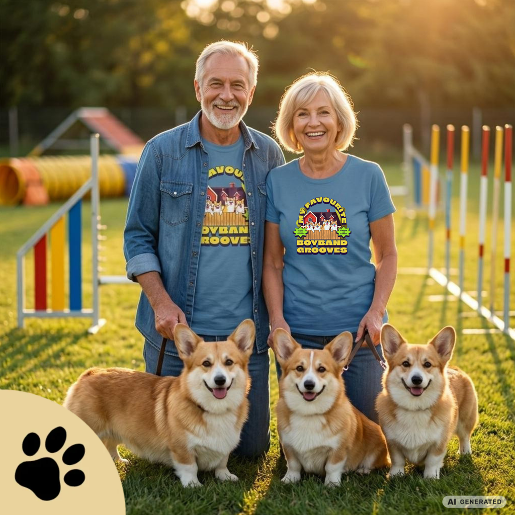 Corgi T-Shirt „My Favourite Boyband Grooves“ – Lustiges Hunde Shirt – Geschenk für Corgi Liebhaber – Premium Unisex Crewneck T-shirt | Bella + Canvas 3001 - Sunbeamstore