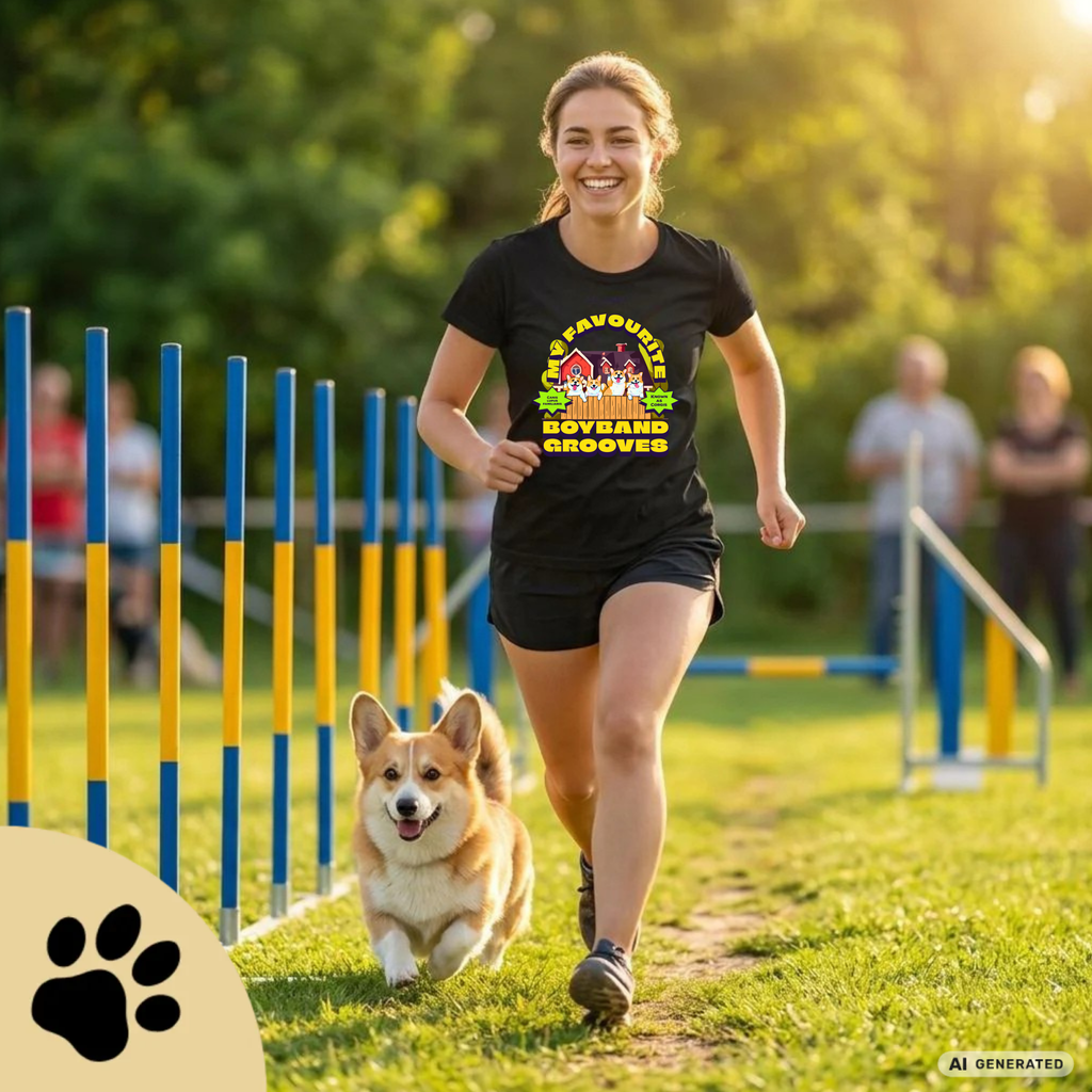 Corgi T-Shirt „My Favourite Boyband Grooves“ – Lustiges Hunde Shirt – Geschenk für Corgi Liebhaber – Premium Unisex Crewneck T-shirt | Bella + Canvas 3001 - Sunbeamstore