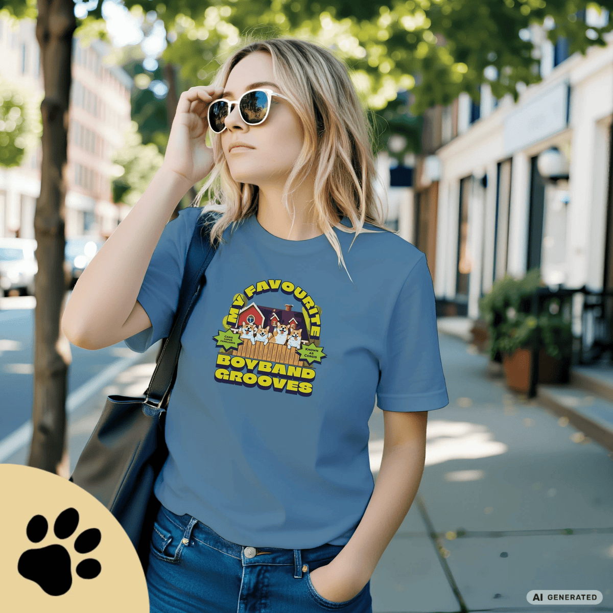 Corgi T-Shirt „My Favourite Boyband Grooves“ – Lustiges Hunde Shirt – Geschenk für Corgi Liebhaber – Premium Unisex Crewneck T-shirt | Bella + Canvas 3001 - Sunbeamstore