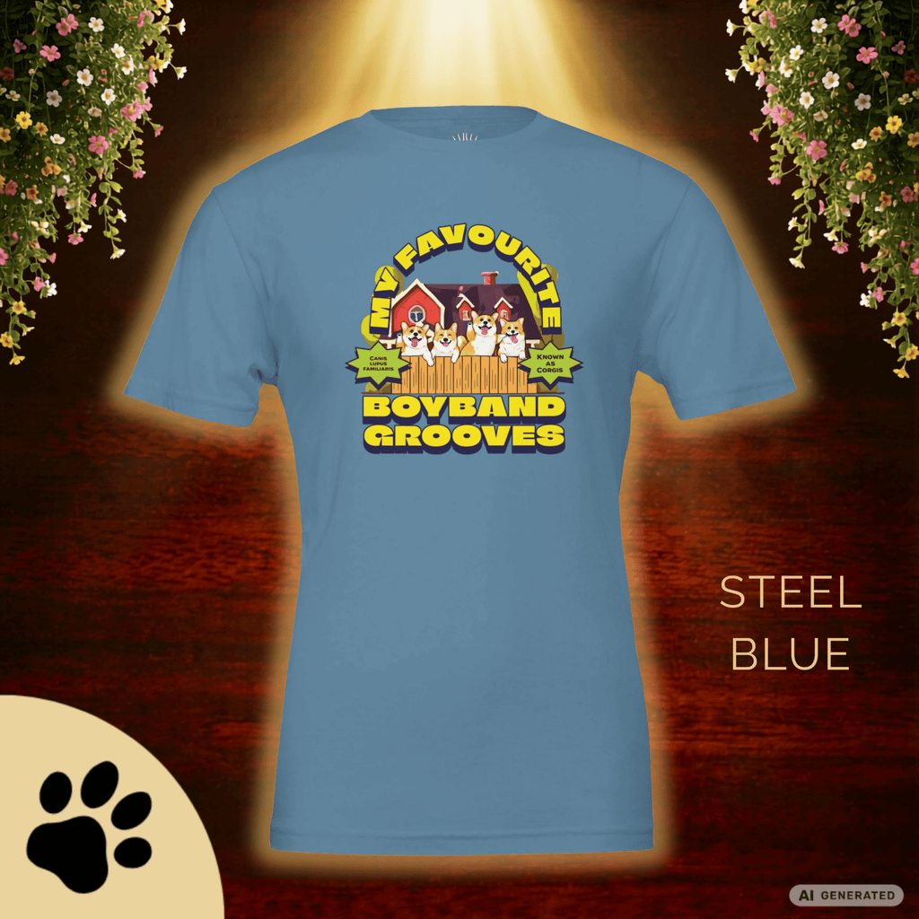 Corgi T-Shirt „My Favourite Boyband Grooves“ – Lustiges Hunde Shirt – Geschenk für Corgi Liebhaber – Premium Unisex Crewneck T-shirt | Bella + Canvas 3001 - Sunbeamstore
