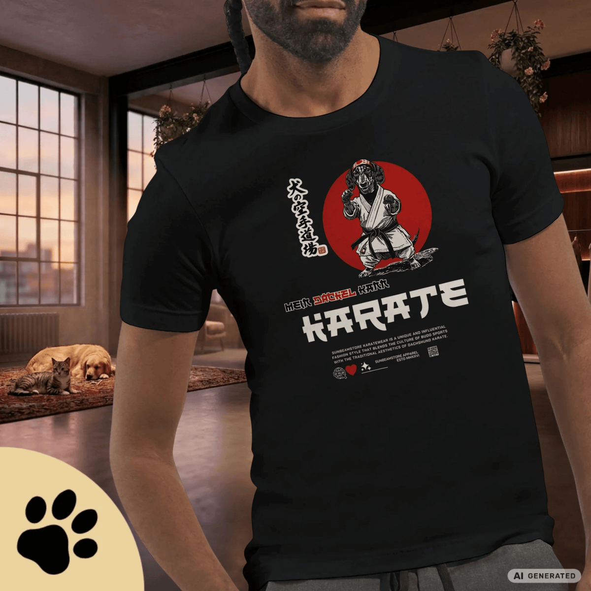 Dackel Karate T-Shirt – Lustiges Hundeshirt für Dackel Fans | Funny Dachshund Shirt Premium Unisex Crewneck T-shirt | Bella + Canvas 3001 - Sunbeamstore