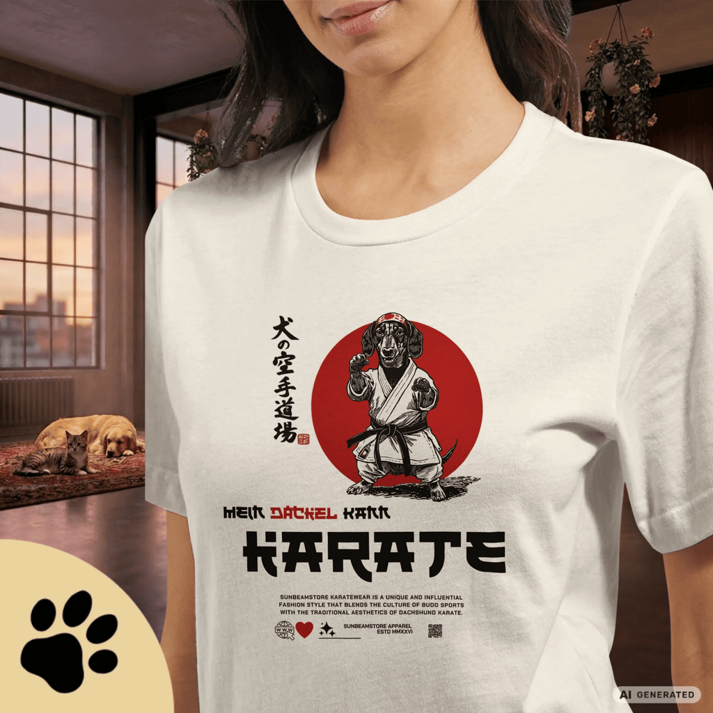 Dackel Karate T-Shirt – Lustiges Hundeshirt für Dackel Fans | Funny Dachshund Shirt Premium Unisex Crewneck T-shirt | Bella + Canvas 3001 - Sunbeamstore