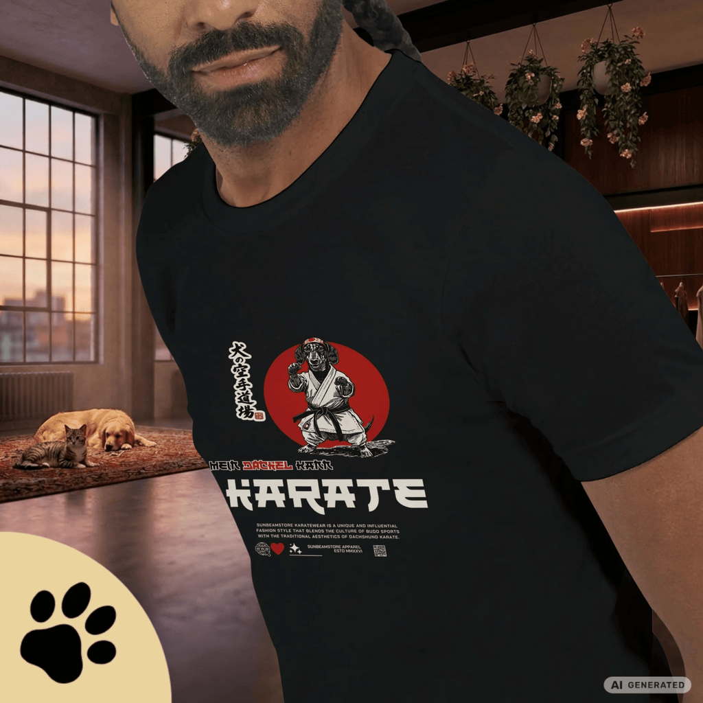 Dackel Karate T-Shirt – Lustiges Hundeshirt für Dackel Fans | Funny Dachshund Shirt Premium Unisex Crewneck T-shirt | Bella + Canvas 3001 - Sunbeamstore