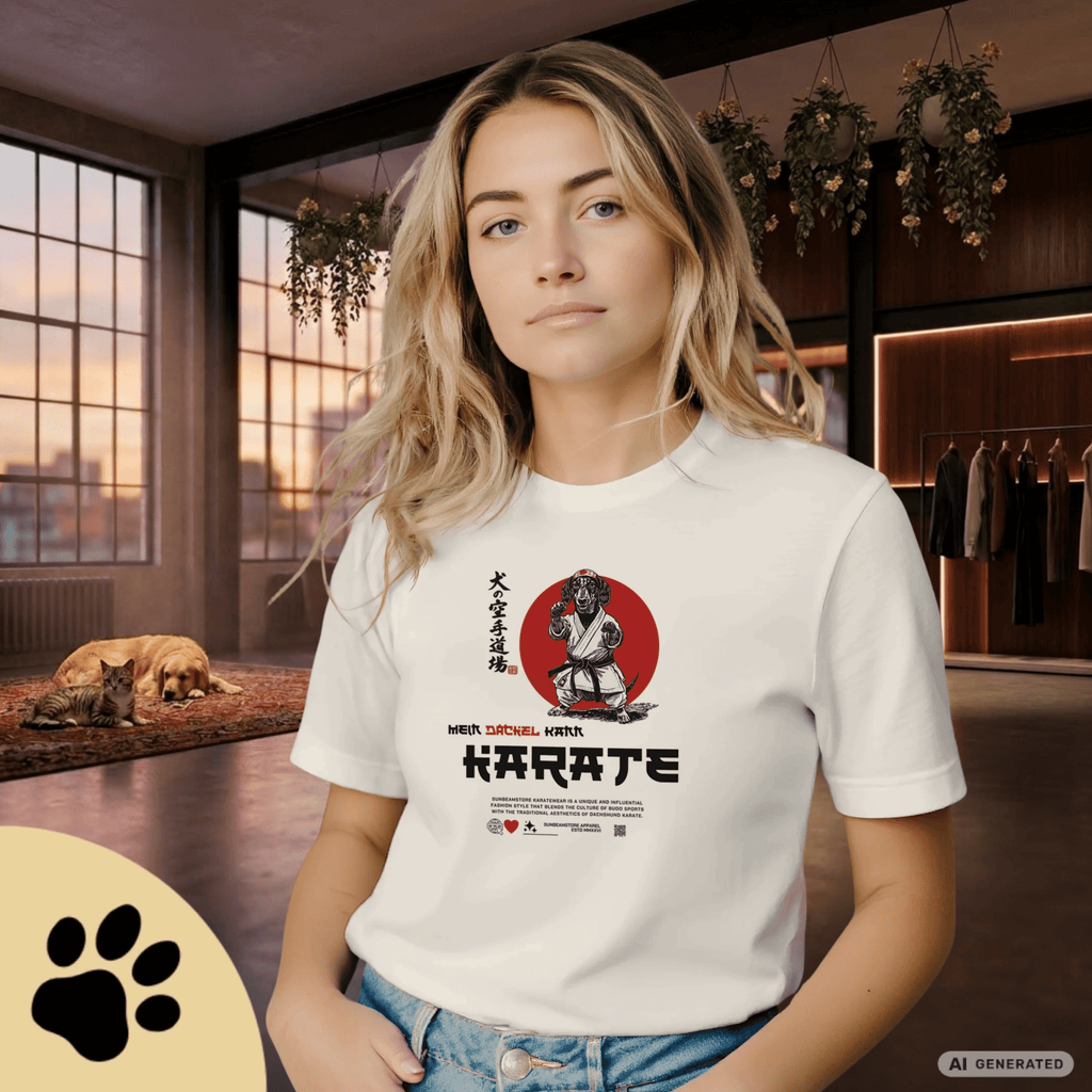 Dackel Karate T-Shirt – Lustiges Hundeshirt für Dackel Fans | Funny Dachshund Shirt Premium Unisex Crewneck T-shirt | Bella + Canvas 3001 - Sunbeamstore