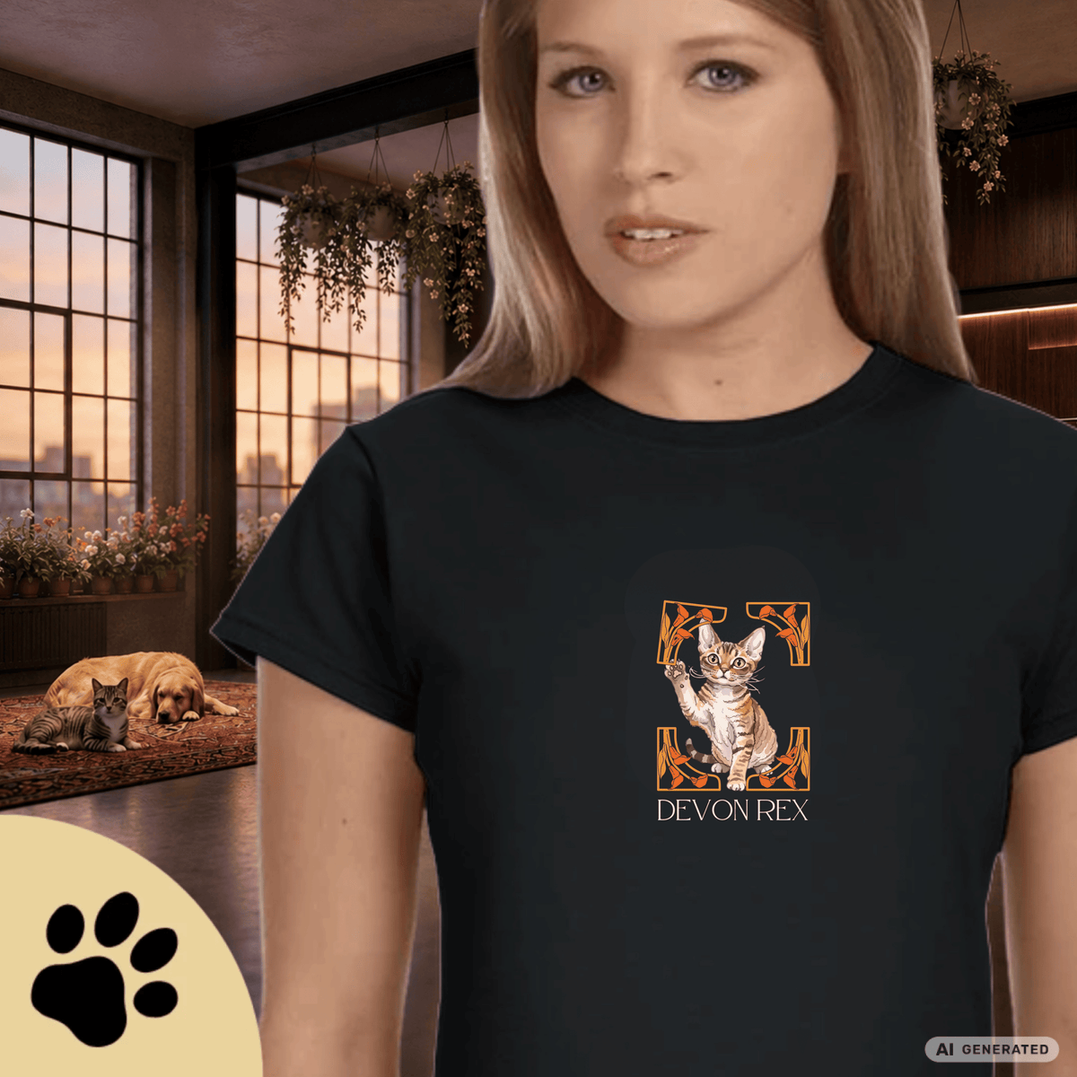 Devon Rex Katzen T-Shirt Damen | Devon Rex Cat Shirt | Cat Lover Shirt | Geschenk für Katzenliebhaber - Sunbeamstore