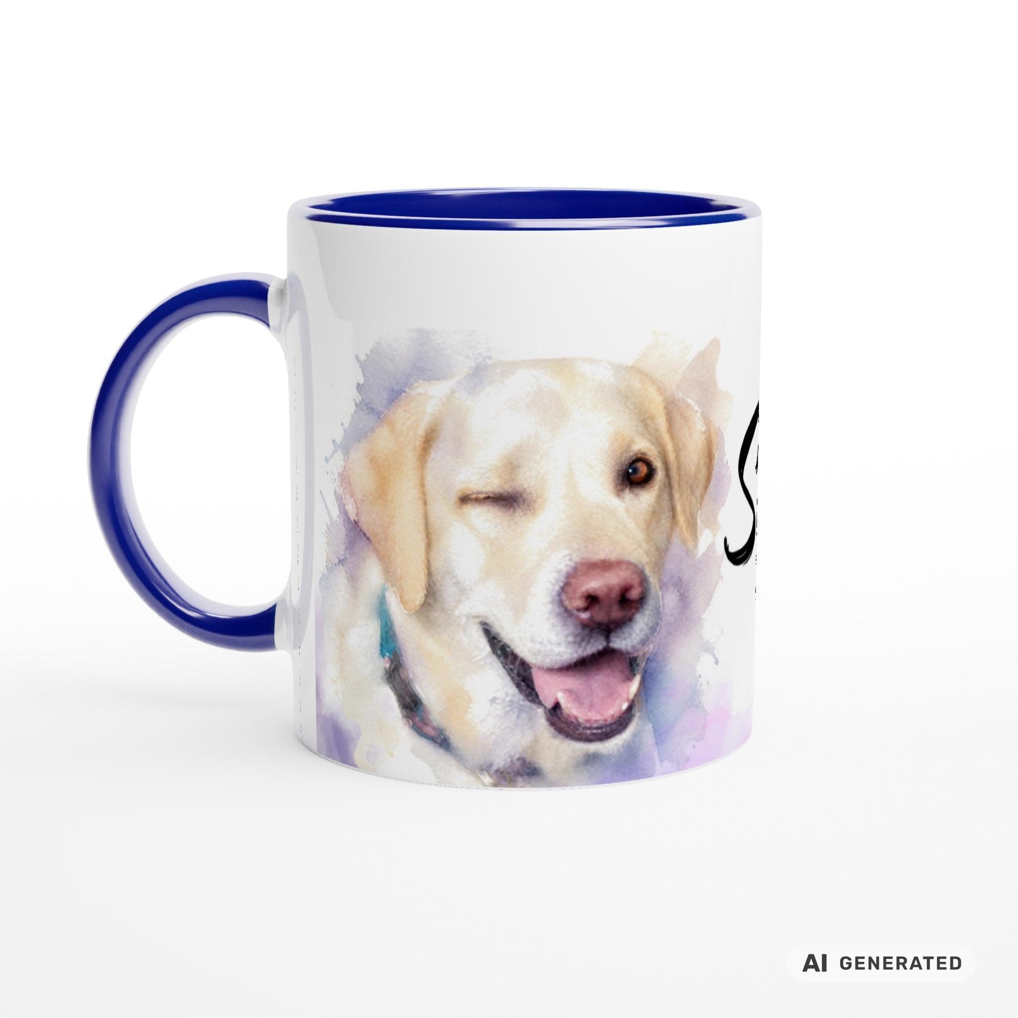 Personalisierte Labrador Retriever Tasse 11oz – Aquarell Hundemotiv mit Namen | Geschenk für Labrador Retriever Besitzer | Keramiktasse mit Farbwahl - Sunbeamstore